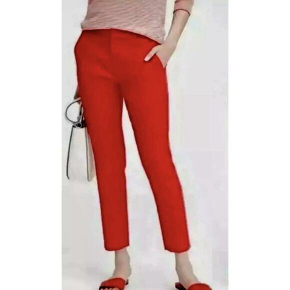 Banana Republic Pants - Banana Republic Avery Pants Womens 2 Red Crepe Mid Rise Straight Cropped Trouser
